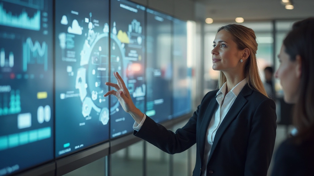 Designer toont succesvol gelanceerd webproject op groot scherm terwijl team toekijkt